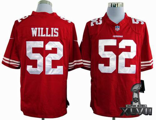 Nike San Francisco 49ers 52# Patrick Willis red game 2013 Super Bowl XLVII Jersey