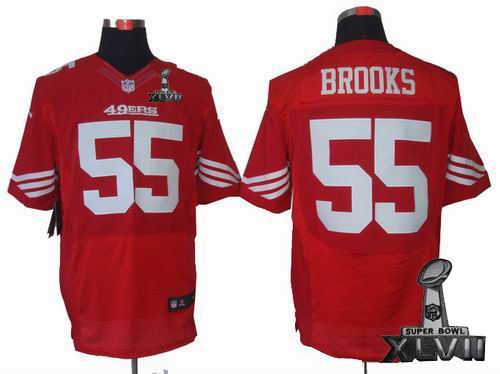 Nike San Francisco 49ers 55# Ahmad Brooks red elite 2013 Super Bowl XLVII Jersey