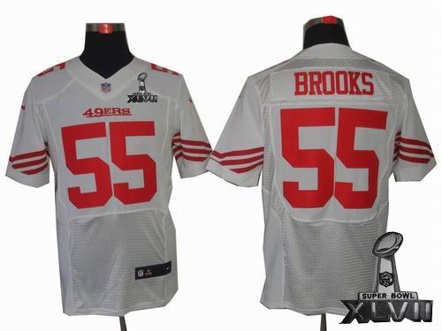 Nike San Francisco 49ers 55# Ahmad Brooks white elite 2013 Super Bowl XLVII Jersey