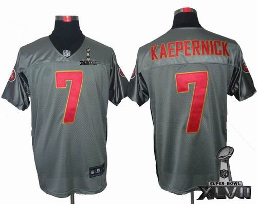 Nike San Francisco 49ers 7 Colin Kaepernick Gray shadow elite 2013 Super Bowl XLVII Jersey