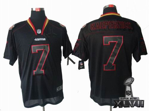 Nike San Francisco 49ers 7 Colin Kaepernick Lights Out black elite 2013 Super Bowl XLVII Jersey