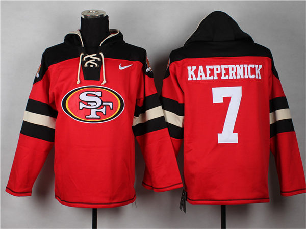 Nike San Francisco 49ers 7 Colin Kaepernick Red Player Pullover NFL Hoodie