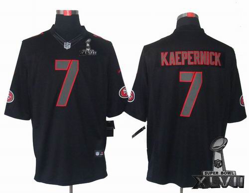 Nike San Francisco 49ers 7 Colin Kaepernick black Impact Limited 2013 Super Bowl XLVII Jersey