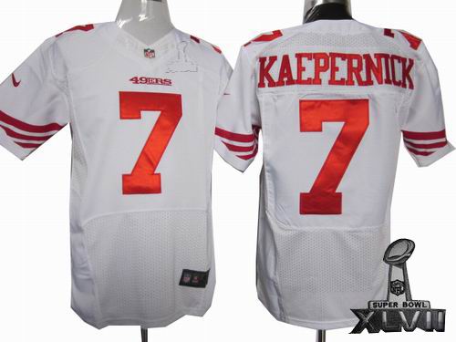 Nike San Francisco 49ers 7 Colin Kaepernick white elite 2013 Super Bowl XLVII Jersey