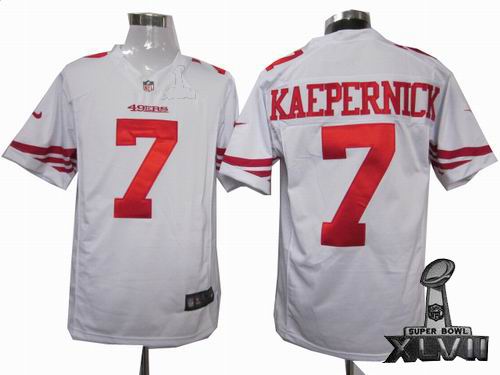 Nike San Francisco 49ers 7 Colin Kaepernick white game 2013 Super Bowl XLVII Jersey