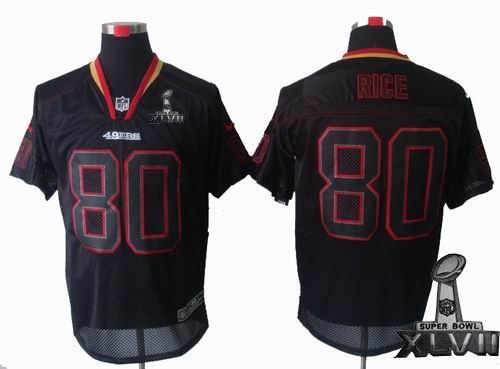 Nike San Francisco 49ers 80# J.Rice Lights Out Black elite 2013 Super Bowl XLVII Jersey