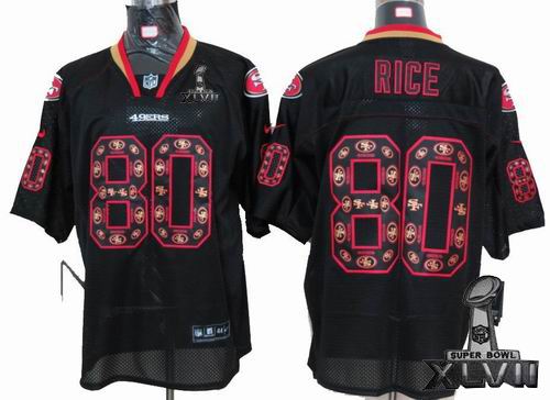 Nike San Francisco 49ers 80# J.Rice Lights Out Black elite special edition 2013 Super Bowl XLVII Jersey