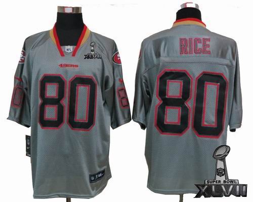 Nike San Francisco 49ers 80# J.Rice Lights Out grey elite 2013 Super Bowl XLVII Jersey