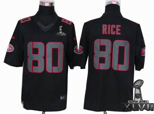 Nike San Francisco 49ers 80# J.Rice black Impact Limited 2013 Super Bowl XLVII Jersey