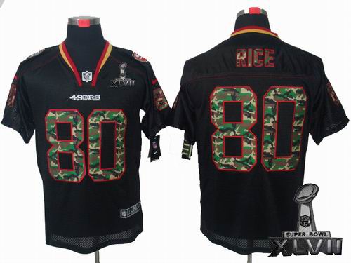 Nike San Francisco 49ers 80# J.Rice black camo Elite 2013 Super Bowl XLVII Jersey