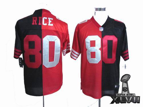 Nike San Francisco 49ers 80# J.Rice red black Split Elite 2013 Super Bowl XLVII Jersey