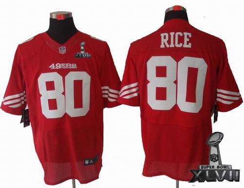 Nike San Francisco 49ers 80# J.Rice red elite 2013 Super Bowl XLVII Jersey