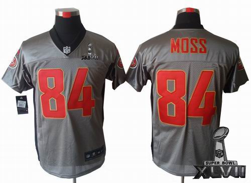 Nike San Francisco 49ers 84# Randy Moss Gray shadow elite 2013 Super Bowl XLVII Jersey