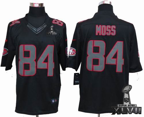 Nike San Francisco 49ers 84# Randy Moss black Impact Limited 2013 Super Bowl XLVII Jersey