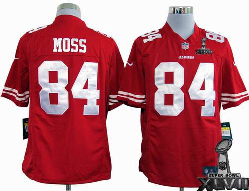 Nike San Francisco 49ers 84# Randy Moss red game 2013 Super Bowl XLVII Jersey