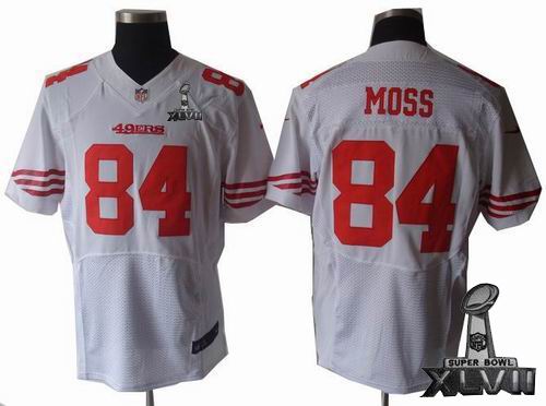 Nike San Francisco 49ers 84# Randy Moss white elite 2013 Super Bowl XLVII Jersey