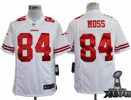 Nike San Francisco 49ers 84# Randy Moss white game 2013 Super Bowl XLVII Jersey