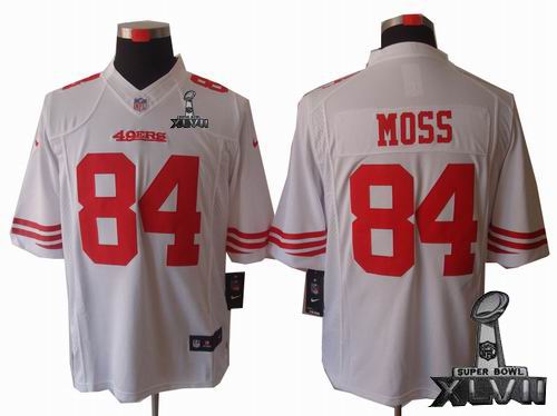 Nike San Francisco 49ers 84# Randy Moss white limited 2013 Super Bowl XLVII Jersey