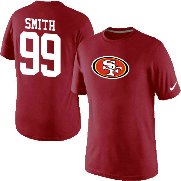 Nike San Francisco 49ers 99 SMITH Name & Number T-Shirt Red