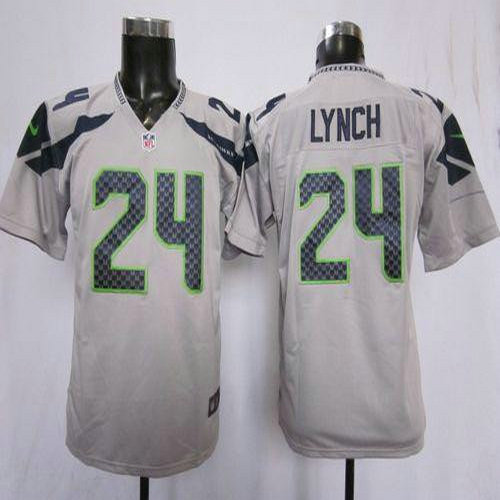 Nike Seahawks #24 Marshawn Lynch Grey Alternate Youth Stitched NFL Elite Jersey