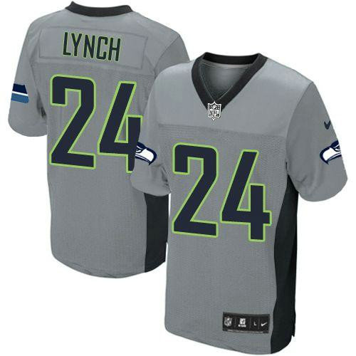 Nike Seahawks #24 Marshawn Lynch Grey Shadow Youth Stitched NFL Elite Jersey