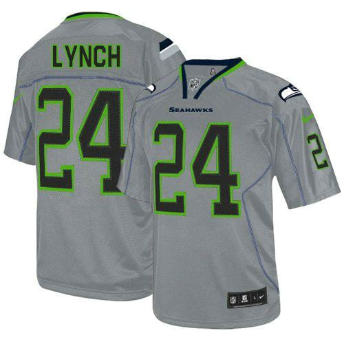 Nike Seahawks #24 Marshawn Lynch Lights Out Grey Youth Stitched NFL Elite Jersey