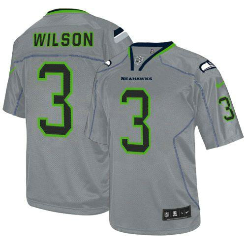 Nike Seahawks #3 Russell Wilson Lights Out Grey Youth Stitched NFL Elite Jersey