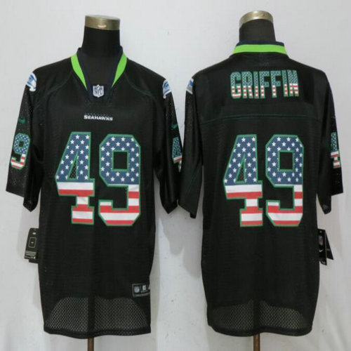 Nike Seahawks #49 Shaquill Griffin Black USA Flag Fashion Elite Jersey