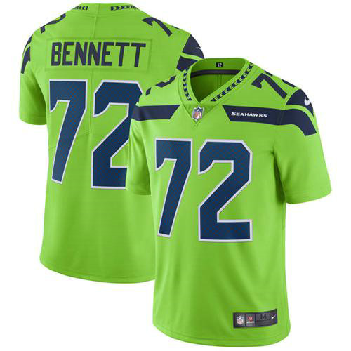 Nike Seahawks #72 Michael Bennett Green Youth Stitched NFL Limited Rush Jersey