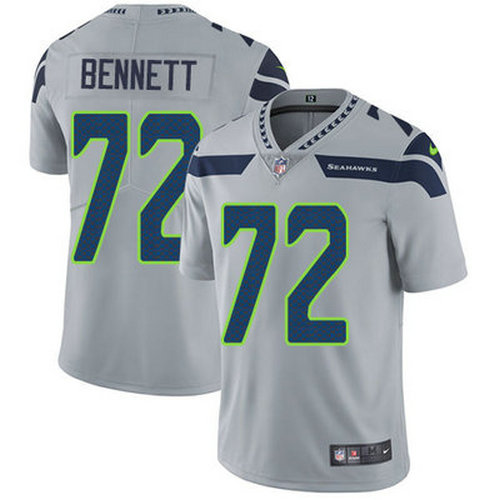 Nike Seahawks #72 Michael Bennett Grey Alternate Youth Stitched NFL Vapor Untouchable Limited Jersey