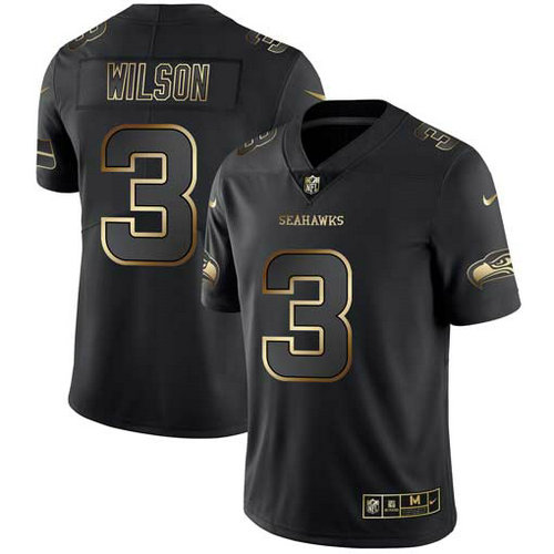 Nike Seahawks 3 Russell Wilson Black Gold Vapor Untouchable Limited Jersey