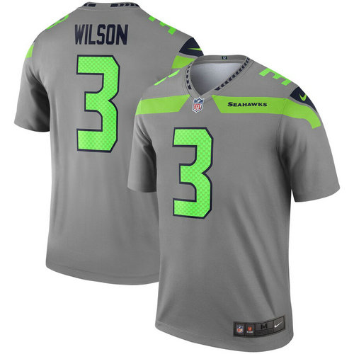 Nike Seahawks 3 Russell Wilson Gray Inverted Legend Jersey