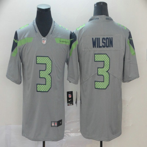 Nike Seahawks 3 Russell Wilson Gray Inverted Legend Limited Jersey