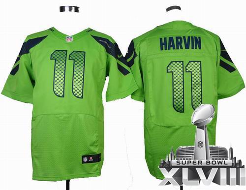 Nike Seattle Seahawks #11 Percy Harvin Green Elite 2014 Super bowl XLVIII(GYM) Jersey