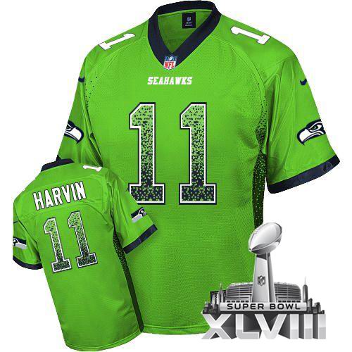 Nike Seattle Seahawks #11 Percy Harvin Green Elite Drift Fashion 2014 Super bowl XLVIII(GYM) Jersey
