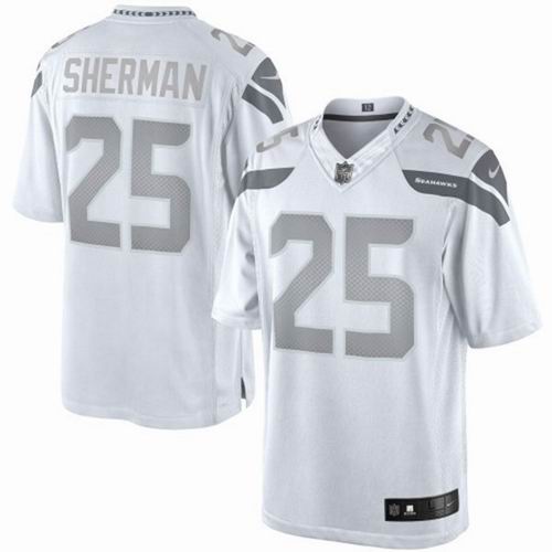 Nike Seattle Seahawks #25 Richard Sherman Platinum White jerseys