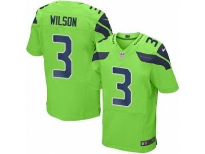 Nike Seattle Seahawks #3 Russell Wilson Green Elite Rush Jersey