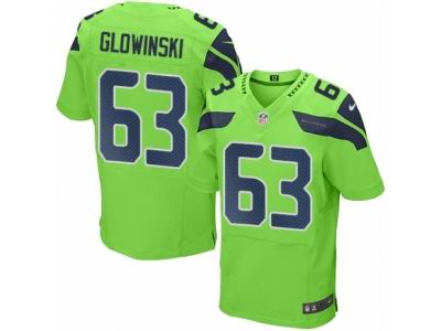 Nike Seattle Seahawks #63 Mark Glowinski Elite Green Rush NFL Jersey