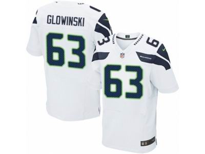 Nike Seattle Seahawks #63 Mark Glowinski Elite White NFL Jersey