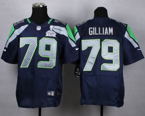 Nike Seattle Seahawks #79 Garry Gilliam elite Blue 2015 Super Bowl XLIX Jersey