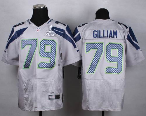 Nike Seattle Seahawks #79 Garry Gilliam elite grey 2015 Super Bowl XLIX Jersey