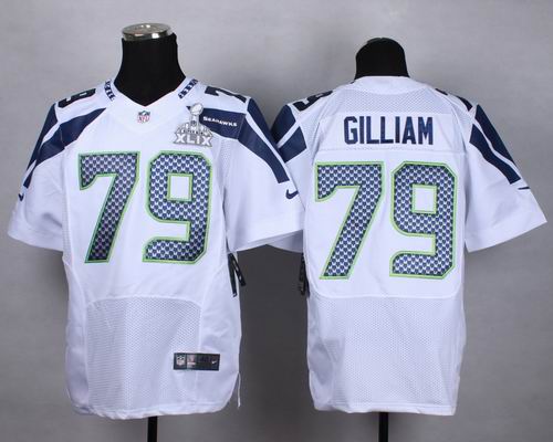 Nike Seattle Seahawks #79 Garry Gilliam elite white 2015 Super Bowl XLIX Jersey