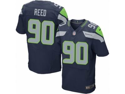 Nike Seattle Seahawks #90 Jarran Reed Elite Steel Blue Jersey