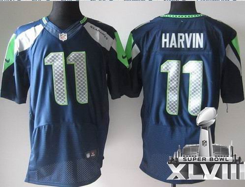 Nike Seattle Seahawks 11 Percy Harvin Blue Elite 2014 Super bowl XLVIII(GYM) Jersey