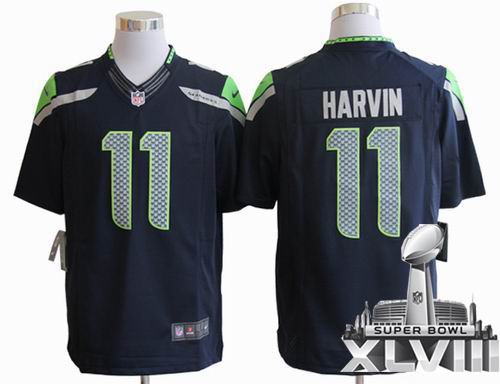 Nike Seattle Seahawks 11 Percy Harvin Blue limited 2014 Super bowl XLVIII(GYM) Jersey