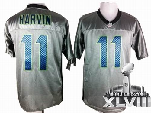 Nike Seattle Seahawks 11 Percy Harvin Gray shadow elite 2014 Super bowl XLVIII(GYM) Jersey