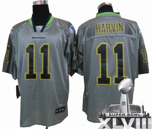 Nike Seattle Seahawks 11 Percy Harvin Lights Out grey elite 2014 Super bowl XLVIII(GYM) Jersey