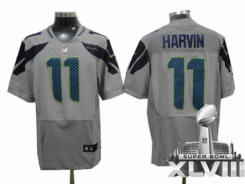 Nike Seattle Seahawks 11 Percy Harvin grey Elite 2014 Super bowl XLVIII(GYM) Jersey