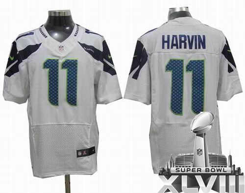 Nike Seattle Seahawks 11 Percy Harvin white Elite 2014 Super bowl XLVIII(GYM) Jersey
