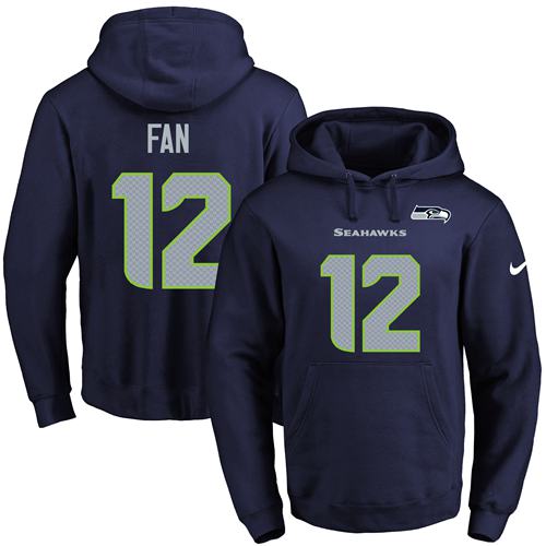 Nike Seattle Seahawks 12 Fan Navy Blue Name Number Pullover NFL Hoodie